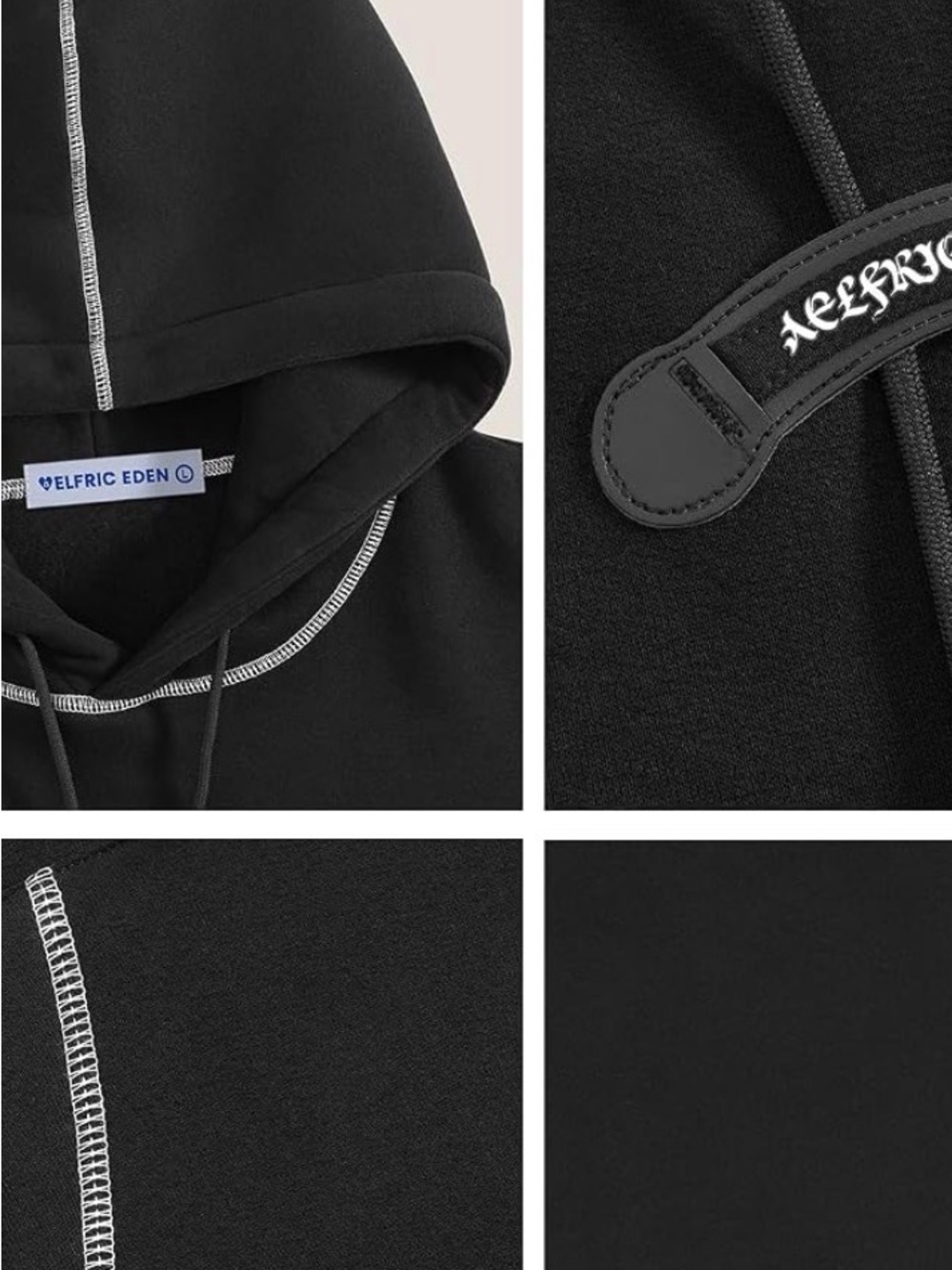 Aelfric Eden Black Hoodie with Contrast Stitching